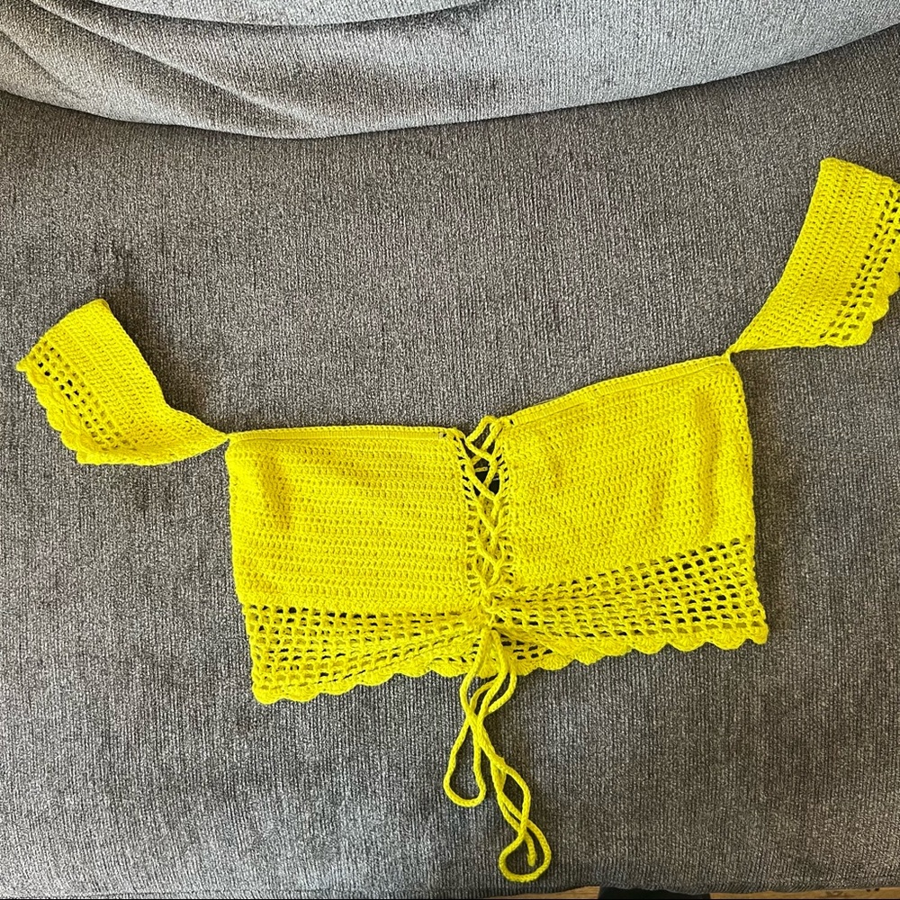 Lime green knit top
